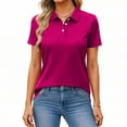 thumbnail image 3 of Bbyeadc Polo Shirts for Women Short Sleeve Slim Golf T-Shirt Collared Moisture Wicking Top Athletic Daily Shirt with Chest Pocket,Hot Pink(XXL), 3 of 6