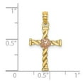thumbnail image 2 of 14k Gold Twisted Religious Faith Cross With Pink Flower 19.1mm long Pendant Necklace for Women, 2 of 2