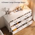 thumbnail image 5 of 5 Pieces Bedroom Furniture Set, Includes Queen Size Bed Frame with Headboard, Nightstand Sets of 2，6-Drawers Dressers and 4-Drawers Dressers with Mental Handle,White, 5 of 18