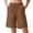 Brown a1, variant on Bermuda Shorts for Women Knee Length Elastic Waist Drawstring Wide Leg Shorts Classic Fit Summer Casual Beach Shorts with Pockets