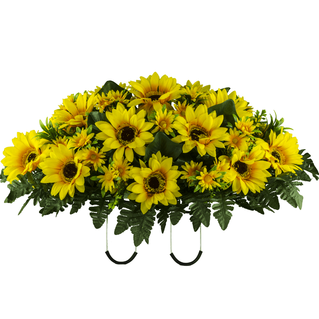 Sympathy Silks Artificial Flowers Yellow Sunflowers Cemetery Saddle