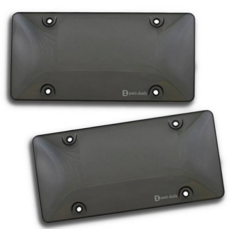 Zento Deals Clear Smoked License Plate Shields - 2-Pack - License Plate Clear Smoked Shields (Best License Plate Cover)