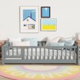 thumbnail image 3 of Leumius Twin Size Floor Bed with Built-in Book Rack and Door,Platform Bed for Boys Girls Grey, 3 of 9