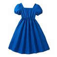 thumbnail image 2 of kttectoa Tunic Retro Long Dresses Swing Sundress Dresses Square Neckline Solid Puff Sleeve Dress for Kids Delightful Dresses for Home Party 8-12Y, 2 of 9