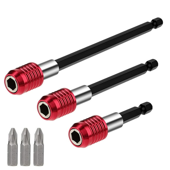 Drill Extension Bit Holder, 3 PCS Magnetic Drill Screwdriver Bit Holder Bar with 1/4 Inch Hex Chuck Adapter Extender Quick Release Bit Holder with Screwdriver Bit for Driver Screws Nut Drill 2" 4" 6"