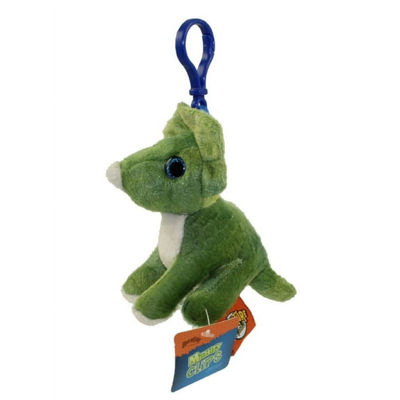Adventure Planet Plush - Mighty Clips - TRICERATOPS (Plastic Key Clip - 3.5 in)