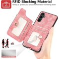 thumbnail image 2 of Phone Case for Samsung Galaxy A54 5G Wallet Cover with Tempered Glass Screen Protector and Wrist Strap Lanyard RFID Credit Card Holder Ring Stand Cell Accessories A 54 54A SM A546U 2023 Women Men Pink, 2 of 14