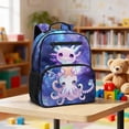 thumbnail image 5 of HUIACONG Galaxy Axolotl Octopus Print Kids School Backpack 13.5 Inch Lightweight Water Resistant Bookbag with Multi Pockets Breathable Adjustable Padded Straps for Girls Boys Ages 3-10 Travel, 5 of 7