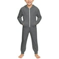 thumbnail image 4 of Fall/Winter New Arrivals Kids' Hooded Onesie Solid-Color Long-Sleeve Zipper Romper -Lined for Warmth with Pockets Cute and Fun for Outings,170 ,Dark Gray, 4 of 10