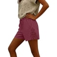 thumbnail image 5 of YHAJDS Womens Lightweight Shorts Linen Lace Patchwork High Waist Drawstring 7 Inches, 5 of 6