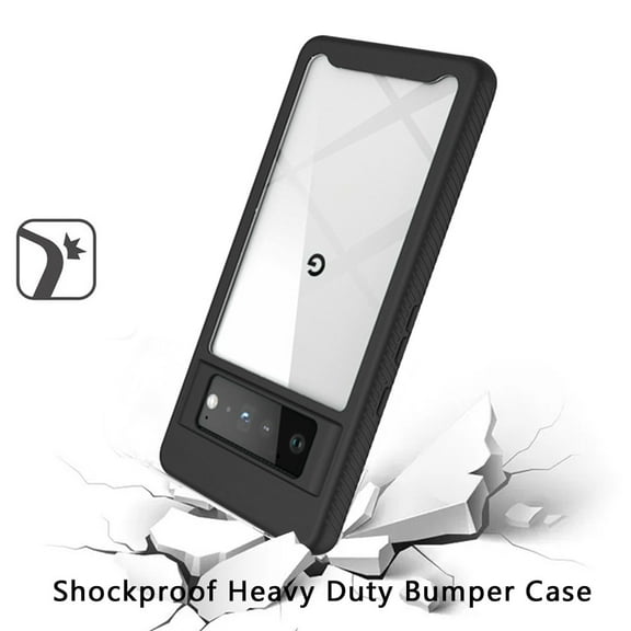 For Google Pixel 6 Pro Clear Dual Layer Tuff Rugged Bumper Frame Heavy Duty Hybrid Shockproof Rubber TPU Full Body Defender Cover ,Xpm Phone Case [Black]