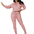 thumbnail image 2 of Itsame Tops and Pants Activewear Set Womens Sweatsuits 2pcs Sets Long Sleeved Solid Color Women Athletic Outfit Sets Pink Size XL, 2 of 6