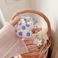 thumbnail image 2 of Compatible with AirPods 1/2 Clear Case,Cute Cartoon Flower Pattern Design with Floral Keychain, Soft TPU Protective Shockproof Case for AirPod 1&2 for Girls Women-Purple, 2 of 12