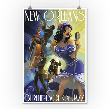 New Orleans, Louisiana - Jazz Scene - Lantern Press Artwork (9x12 Art Print, Wall Decor Travel (Best Jazz In New Orleans)