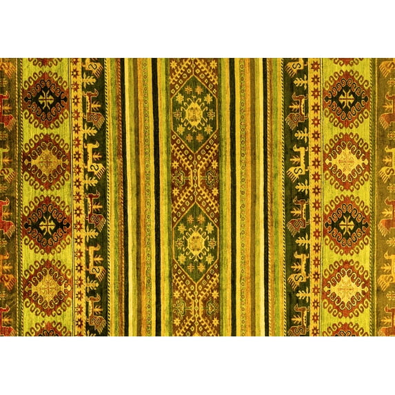 Ahgly Company Indoor Rectangle Oriental Yellow Modern Area Rugs, 5' x 8'