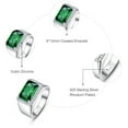 thumbnail image 3 of NUNCAD 925 Sterling Silver Rings for Men 7ct 8X12mm Rectangle Cut Created Emerald Rings with White Cubic Zirconia Wedding Engagement Band Size 7-12, 3 of 5