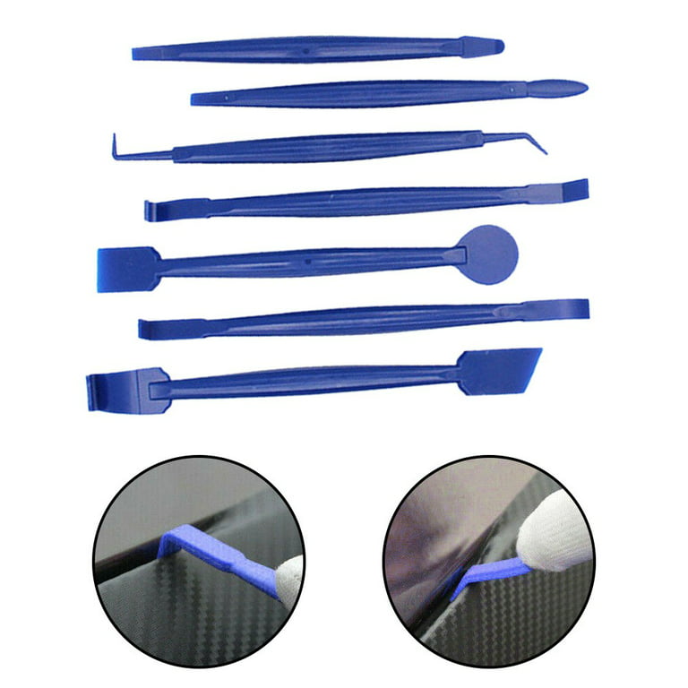 7Pcs Car Wrap Vinyl Tools Kit 3D Carbon Fiber Decal Film Squeegee Felt Kit  Blue 