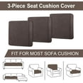 thumbnail image 4 of Couch Covers, 3 Pieces Couch Cushion Cover Velvet, Seat Cushion Cover, Stretch Sofa Covers, Separate Sectional Sofa Slipcovers, Furniture Protector(3-Seater or Backrest, Coffee), 4 of 6