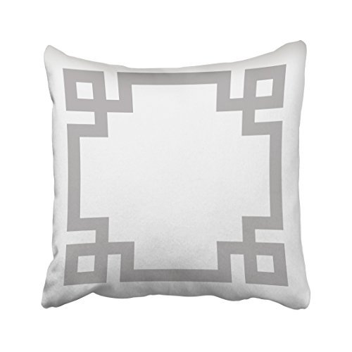 WinHome Decorative Decors Gray And White Greek Key Border Throw Pillow