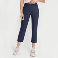 thumbnail image 6 of BXINGOHAI Stretch Active Pants for Women Soft Elastic Waist Capri Yoga Pants Lightweight Pull On Wide Leg Leggings with Pockets Navy L, 6 of 7