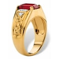 thumbnail image 2 of PalmBeach Jewelry Men's 3.55 TCW Emerald-Cut Faceted Genuine Red Garnet and Diamond Accent Etched Ring 18k Gold-Plated, 2 of 5