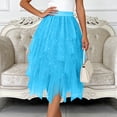 thumbnail image 6 of GEWSEY Tulle Skirts for Women, Puffy Skirt Asymmetrical Midi Length Ruffled Tutu Layered Mesh Fairy Skirt (Sky Blue, XL), 6 of 8
