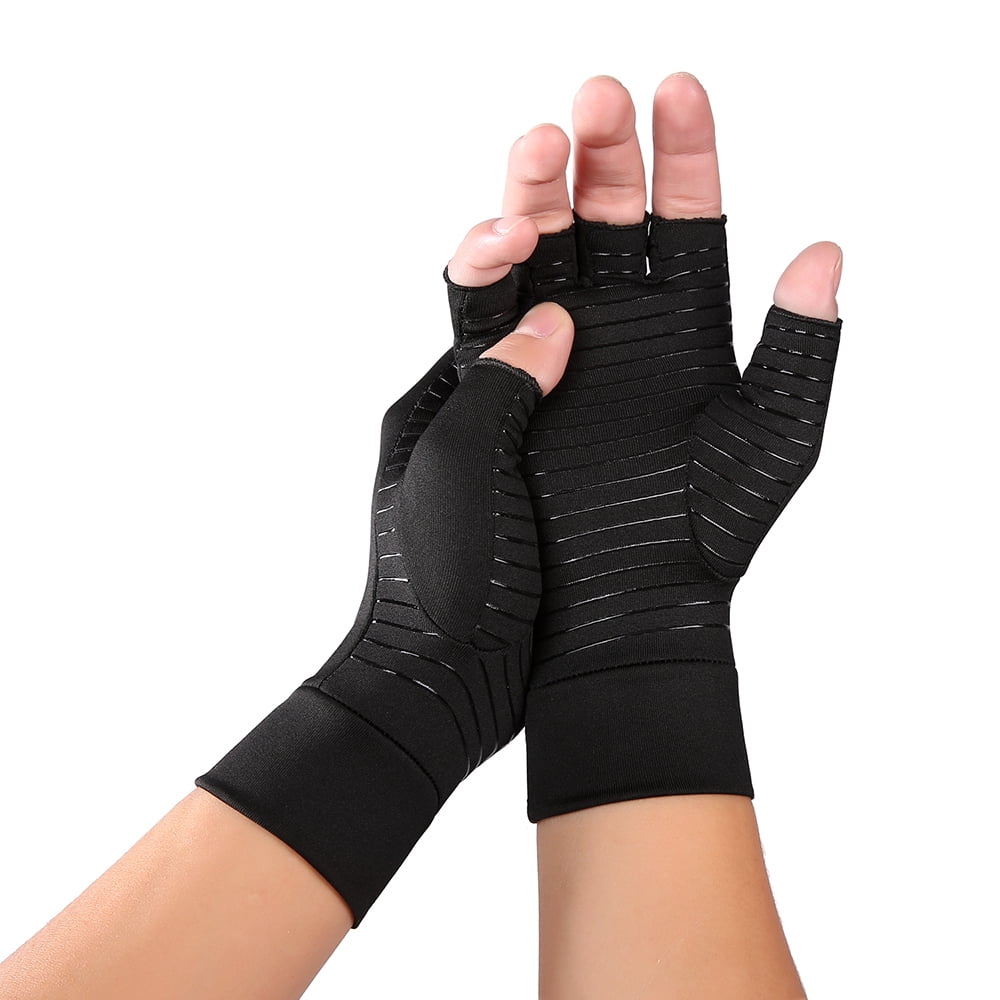 1 X Pair Wrist Support Brace Arthritis Gloves Compression Copper Pain Relief 