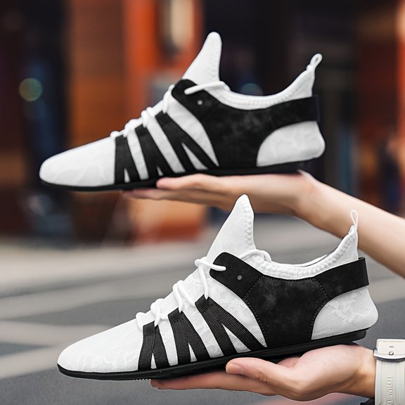 Men’s Breathable Knit Running Sneakers – Lightweight Flexible Walking Shoes with Non-Slip Sole, Elastic Lace Support for Gym, Travel, Outdoor Sports & Casual Wear