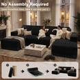 thumbnail image 6 of Garaneeds 113" Oversized U Shaped Sectional Sofa for Living Room, Modular Boneless Cloud Couch with Chaise, Corduroy Deep Seat Sofa, High Back Support, No Assembly Required, Black, 6 of 12