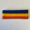 thumbnail image 5 of Couver Triple Color Striped Cotton Terry Sports Headband Sweatband Blue Golden Yellow Dark Orange, 5 of 8