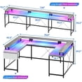 thumbnail image 2 of CABIHOME Bureau de Jeu, Bureau d'Ordinateur Réversible de 78 Pouces avec Prises de Courant, Lumières DEL, Support pour Moniteur et Tablette de Rangement, Table PC en Forme de U/L pour Bureau à Domicile, 2 of 6