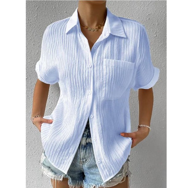 Women's Sports Blouse for Women Summer Solid Color Loose Plus Style Shirts for Women Long Cotton Texture Dress Plan Shirts for Women Shirt Top Long Sleeve Baseball Tee Womens Women Training Shirts