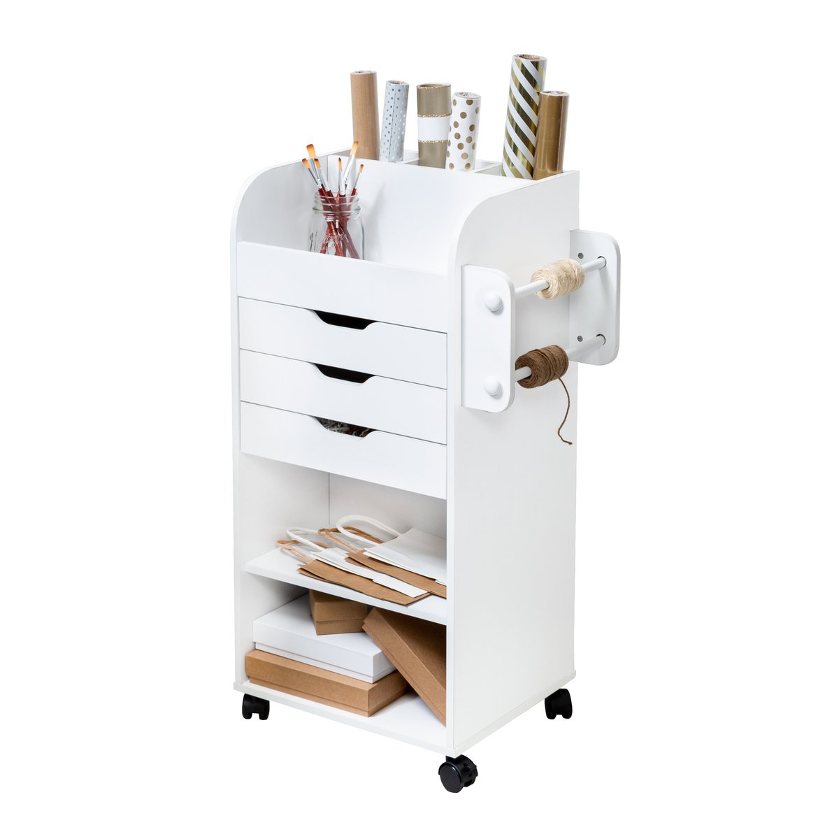 Honey-Can-Do 6-Tier Wood Rolling Craft Storage Cart, White - image 2 of 9