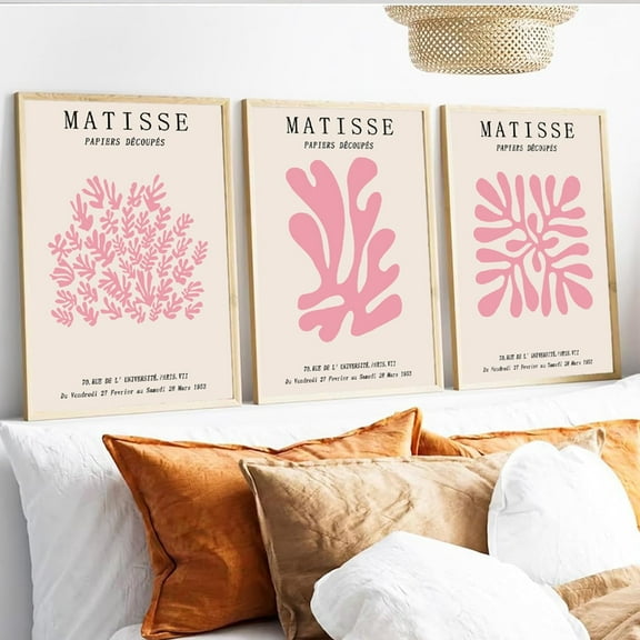 FCCUYE Matisse Abstract Flower Poster Set of 3 Light Blue Minimalist Henri Matisse Wall Art Boho Floral Canvas Prints Aesthetic Pictures Wall Decor for Bedroom Living Room Unframed 12x16 inch