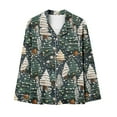 thumbnail image 4 of Puntoco Conjuntos de pijama cómodos para mujer Conjunto de pijama con camisa de cuello en V y manga larga con estampado navideño para otoño e invierno para mujer, 4 of 5