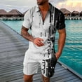 thumbnail image 2 of heyac Mens Outfits 2 Piece Printing Polo Shirt and Shorts Set Color Block Street Outfit Regular Fit Outdoor Casual Track Suits, 2 of 5