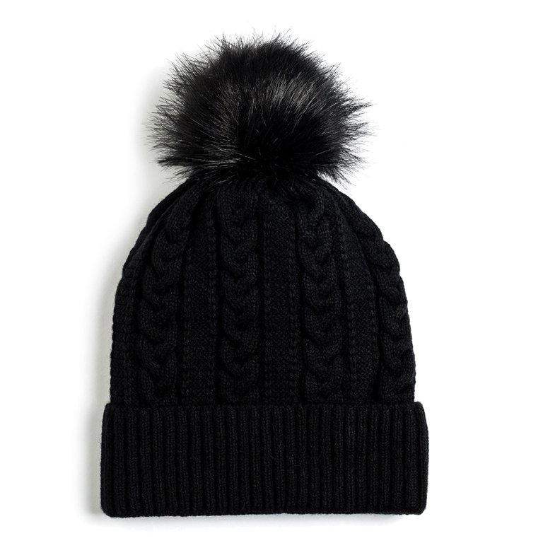 Newbee Fashion - Women Winter Faux Fur Pom Pom Beanie Hat  display picture 1