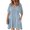 Light Blue, variant on Women Solid Color Short Sleeve V Neck Side Pockets Ruffle Hem Mini Dress