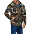 thumbnail image 2 of Zufioo Quirky Owl With Glasses Print Men's Hooded Cardigan, Zip-up Long-Sleeved Sweatshirt Jacket Sportswear-Small, 2 of 5