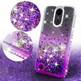 thumbnail image 3 of LG Phoenix 4/Zone 4/Aristo 3/Tribute Empire/Rebel 4 LTE/Aristo 2 Plus Case w[Temper Glass] Liquid Glitter Shock Proof Cute Phone Case Bling Diamond Bumper Girls Women - Violet/Clear, 3 of 5