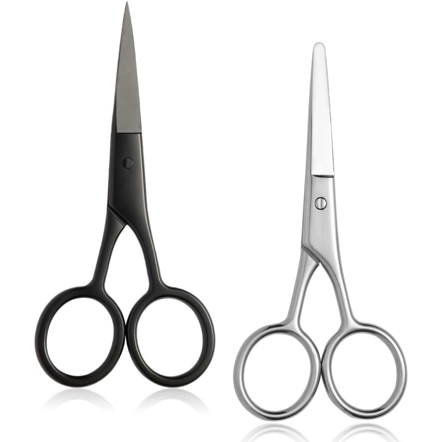 Small Grooming Scissors for Men and Women, Facial Hair Trimming Scissors with Straight & Rounded Safety Tips for Eyebrows, Nose Hair, Beard, Mustache, Eyelashes, and Ear Hair