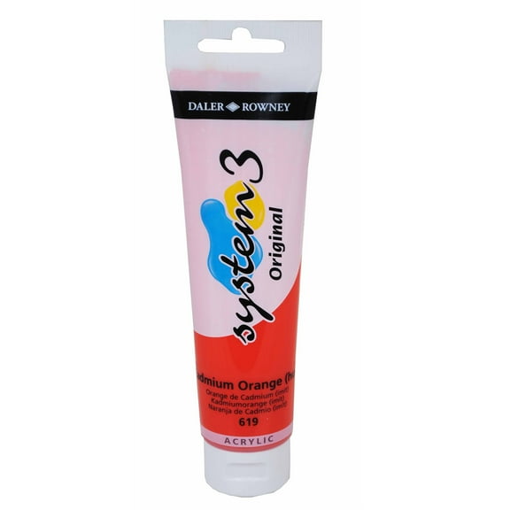 Daler-Rowney Original System 3 Acrylic Paint, 150ml Tube, Cadmium Orange Hue