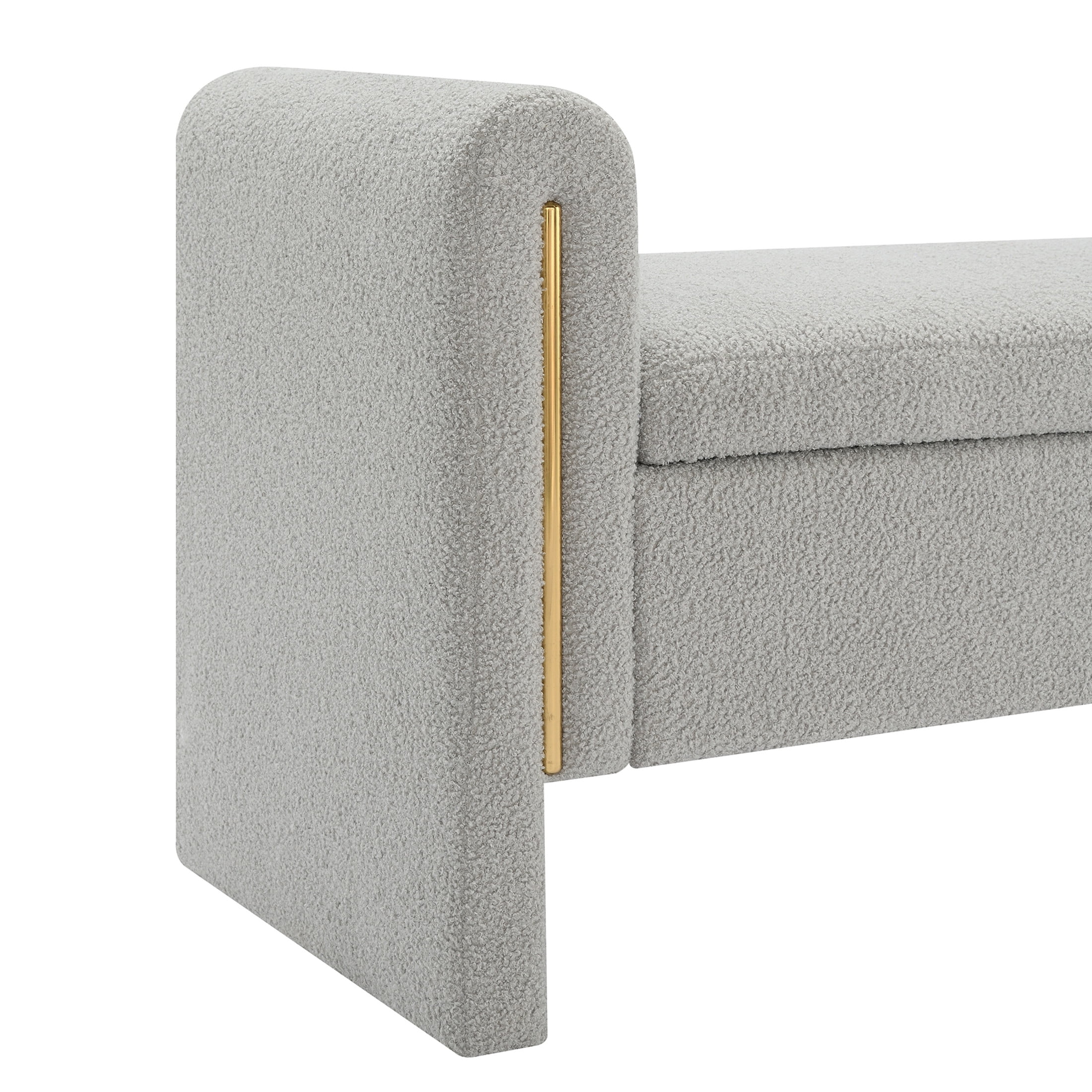 Orion Modern 41.7"W Teddy Upholstery Storage Ottoman Bench with Metal Accents, Grey