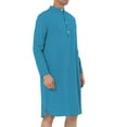 thumbnail image 4 of MAWCLOS Robe Homme Chemises Boutonnées Manches Longues Chemise de Soirée Poche avant Col Rond Hauts Bleu L, 4 of 4
