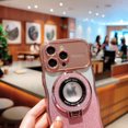 thumbnail image 5 of Phone Case Ring Stand Case Compatible with iPhone 15 Plus Plating Case with Lens Protector, Glitter Shiny Paper Clear Anti-Scratch Stylish Phone Case for iPhone 15 Plus - Rosegold, 5 of 10
