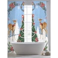 thumbnail image 5 of Christmas Deer Sheer Curtains 84 inches Long, Tree Flowers Snowflake Winter Blue Bottom Light Filtering Sheer Window Curtains Rod Pocket Voile Drapes for Bedroom Living Room, 2 Panels 52"W x 84"L, 5 of 6