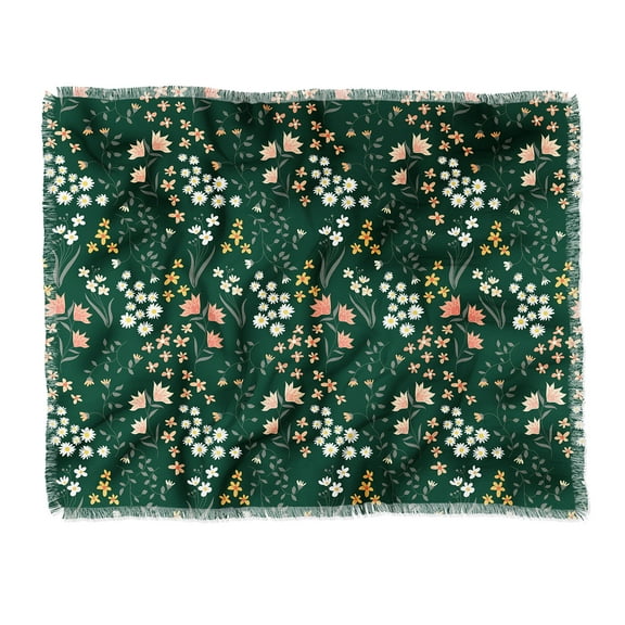 Society6 Emanuela Carratoni Meadow Flowers Theme Woven Throw Blanket