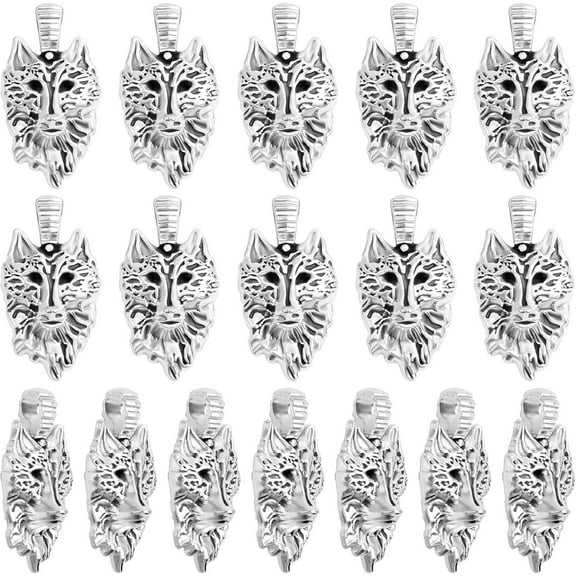 30pcs Antique Silver Wolf Head Charms Tibetan Alloy Wolf Head Sign Pendants Vintage Animal Dangle Charms for DIY Necklace Bracelet Earrings Jewelry Making Supplies
