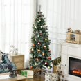 thumbnail image 2 of HOMCOM 6ft Tall Pencil Artificial Christmas Tree, Xmas Tree with 618 Snow Dipped Branches, Auto Open, Steel Base, Green, 2 of 8