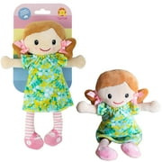 Tiger Tribe: Nellie Rag Doll - 10/ 25cm - Green-Yellow Flower Dress, Soft Snuggly Velboa Fabric, Super Cuddly Ideal For Newborn, Babies & Toddlers